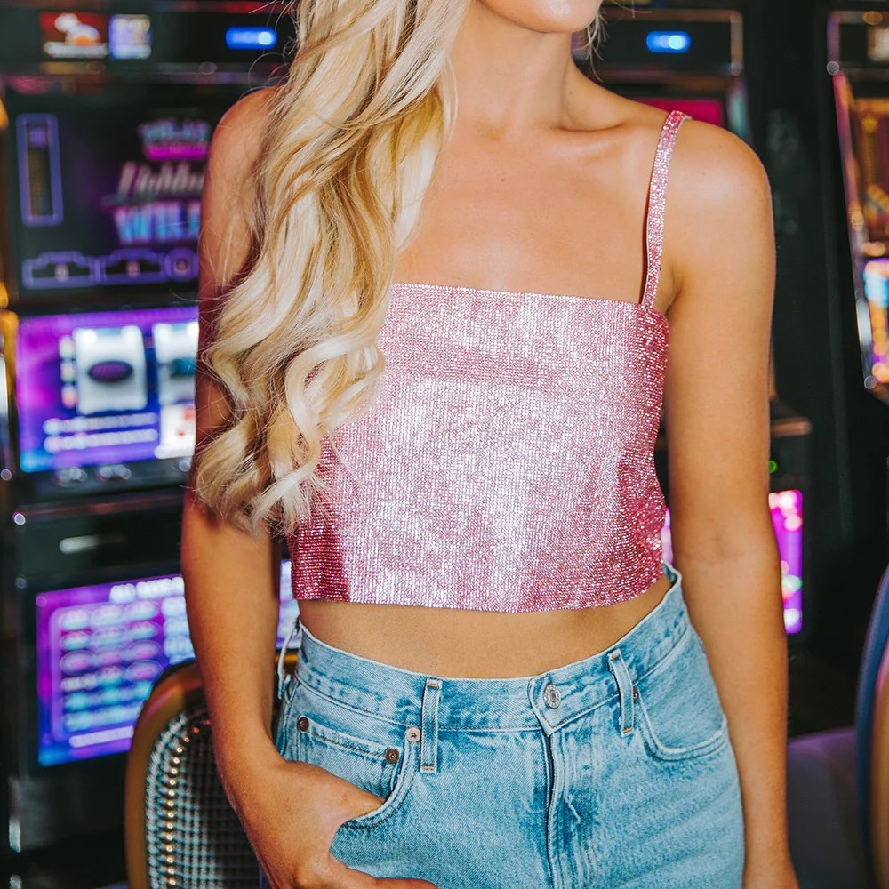 Buddy Love Girly Girl Rhinestone Crop Top